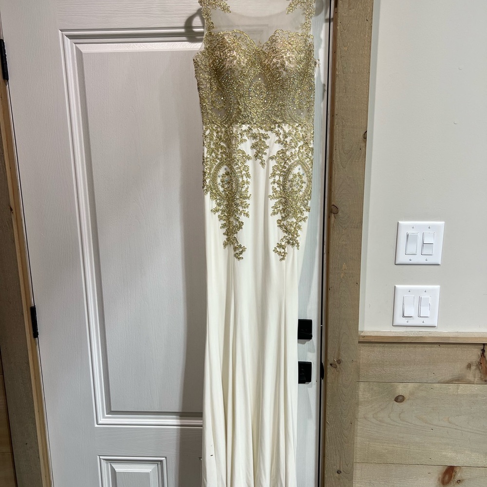 Anny Lee Gold and Cream Prom Dress